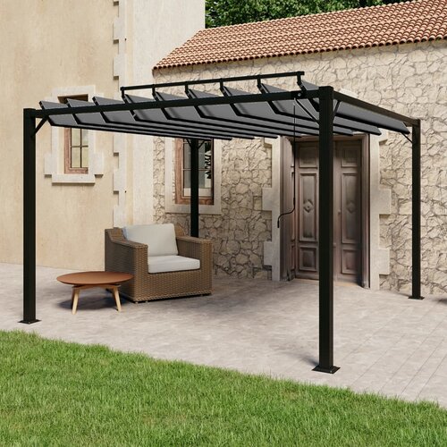 In paviljon z re&amp;scaron;etkasto streho 3x3 m antracitno blago in aluminij Slike