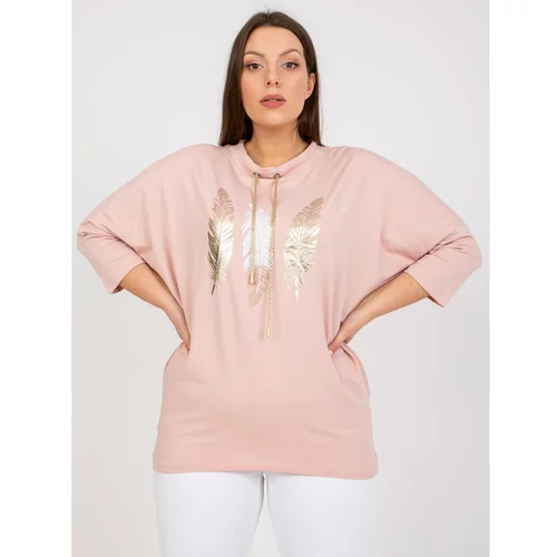 Fashion Hunters Dusty pink plus size blouse with a print
