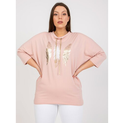 Fashion Hunters Dusty pink plus size blouse with a print Slike