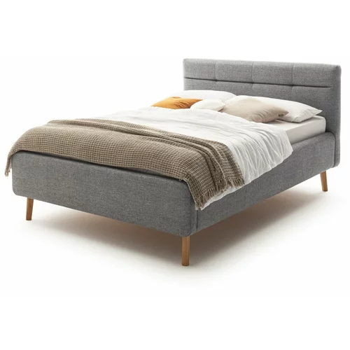 Meise Möbel Sivi tapecirani bračni krevet s prostorom za odlaganje s podnicom 140x200 cm Lotte -