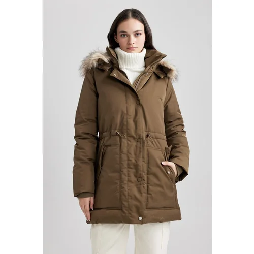 Defacto Waterproof Relax Fit Hooded Faux Für Coat Parka