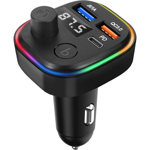 AVIZAR Bluetooth FM oddajnik, polnilec za vžigalnik USB / USB-C, model C2 - črn, (5000309126) Slike