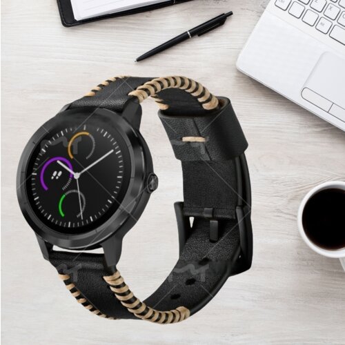 INF Premium usnjeni pašček za uro za Garmin Vivoactive 3/HR (20 mm) Black, (22102911) Cene