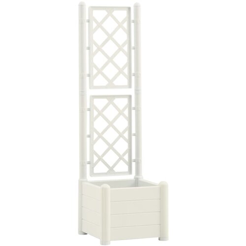 Maison Chic Vrtno cvetlično korito - Cvetlični Lonec z oporno mrežo 43x43x142 cm PP belo, (21790583) Slike