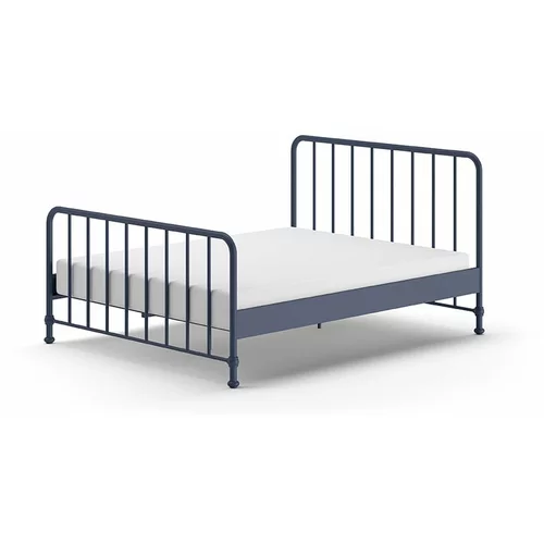 Vipack Modra kovinska postelja z letvenim dnom 160x200 cm BRONXX –
