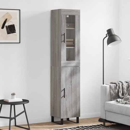 vidaXL Visoka komoda siva sonome 34 5x34x180 cm od konstruiranog drva Cijene