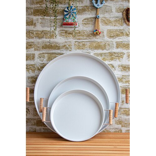 Hermia Set poslužavnika, 3 komada, Beli Cene