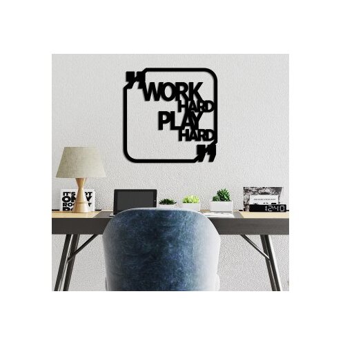WALLXPERT Zidna dekoracija Work Hard Play Hard, 50x50cm, Crna Cene