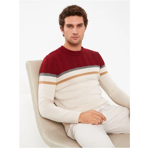 LC Waikiki Crew Neck Long Sleeve Color Block Men's Knitwear Sweater