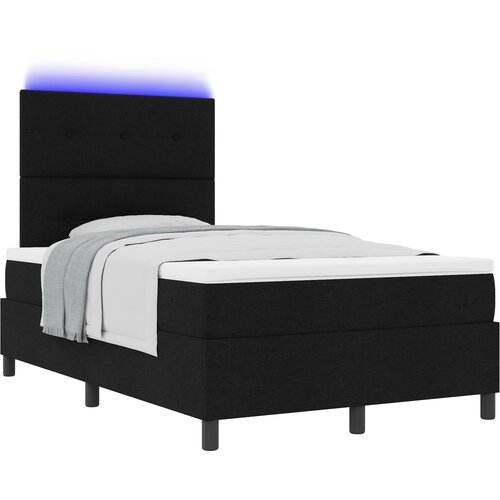 vidaXL Vzmetnica z LED in posteljnim okvirom Črna 120x190 cm Tkanina Cene