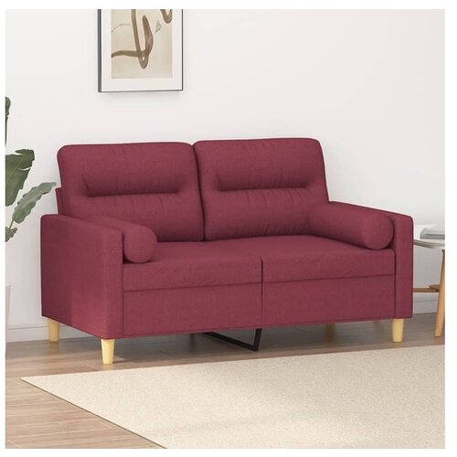 VidaXL Kavč dvosed z blazinami vinsko rdeč 120 cm blago Slike