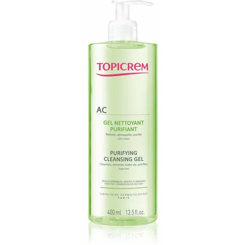 Topicrem AC Purifying Cleansing Gel globinsko čistilni gel za mastno občutljivo kožo 400 ml
