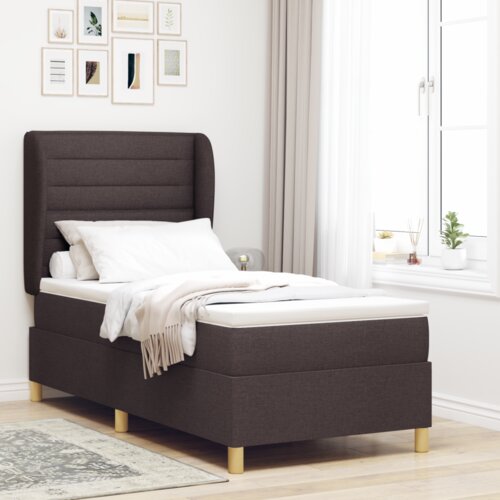 Box Spring Krevet s Madracem u Tamno Smeđoj 90x200 cm Tkanina Cijene