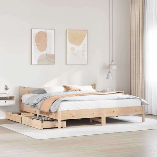 vidaXL Okvir kreveta s ladicama 200 x 200 cm od masivne borovine Cene