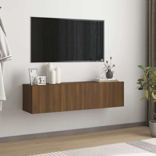  Zidni TV ormarić smeđi hrast 120x30x30 cm konstruirano drvo Slike