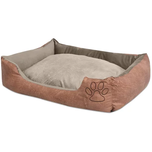 vidaXL Krevet za pse s jastukom PU umjetna koža veličina L Bež