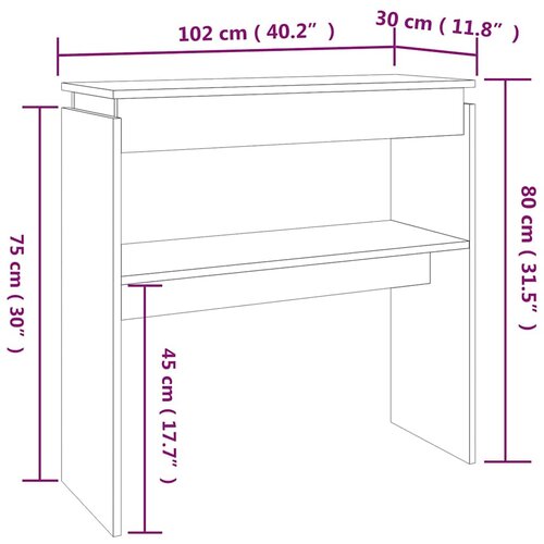  Konzolni stol boja hrasta sonome 102x30x80 cm konstruirano drvo Slike