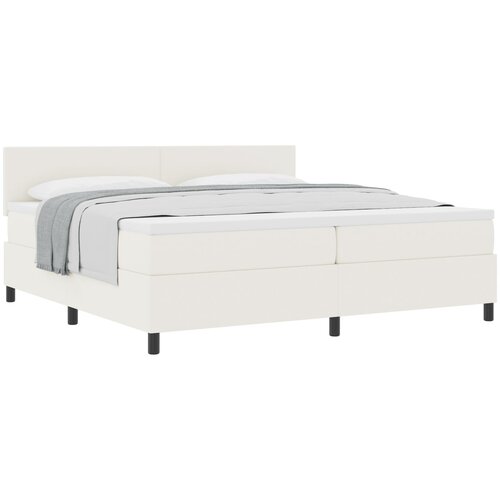 VidaXL Box spring krevet s uzglavljem Krema i bijela 200 x 200 cm Slike