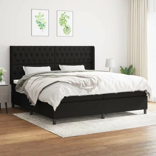  Box spring postelja z vzmetnico črn 200x200 cm blago, (20761062)