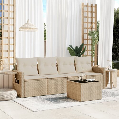 vidaXL 5-dijelni vrtni set sofa s jastucima bež od poliratana Cijene