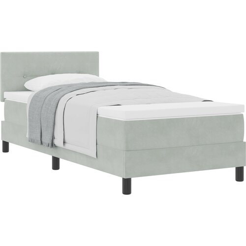 vidaXL Box spring postelja z vzmetnico svetlo siva 80x200 cm žamet, (22052425) Cene
