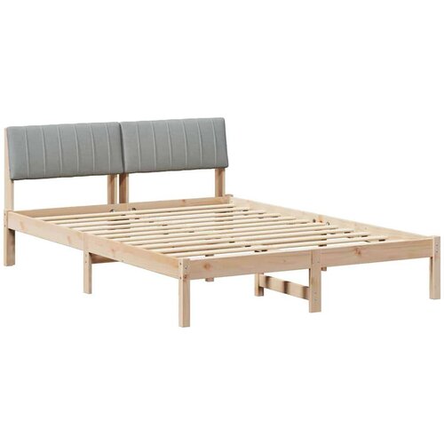  Okvir kreveta s uzglavljem Smeđa i svijetlo siva 135 x 190 cm Slike