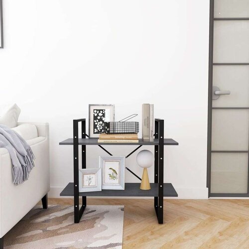 VidaXL Knjižna omara 2-nadstropna siva 80x30x70 cm trdna borovina Slike