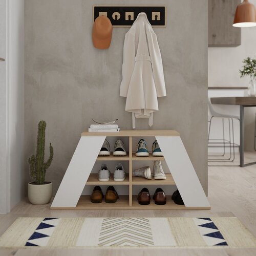Hanah home pyramid shoe bench - oak, white oakwhite shoe cabinet Slike