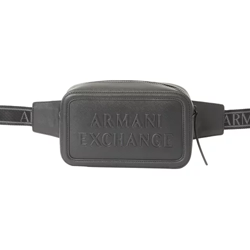 Armani_Exchange Pojasna torbica svijetlosiva / crna