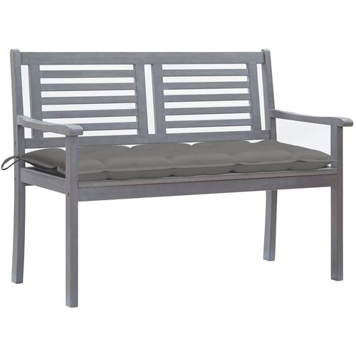 The Living Store Vrtna klop za 2 osebi z blazino 120 cm siv evkaliptusov les - Klop, (21460232) Slike