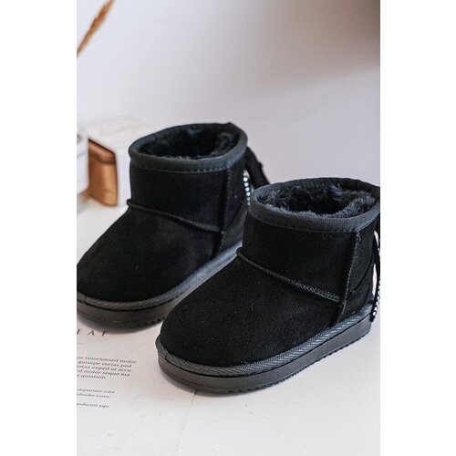 Kesi Children&amp;#039;s insulated snow boots with fringes, black Mikyla Slike