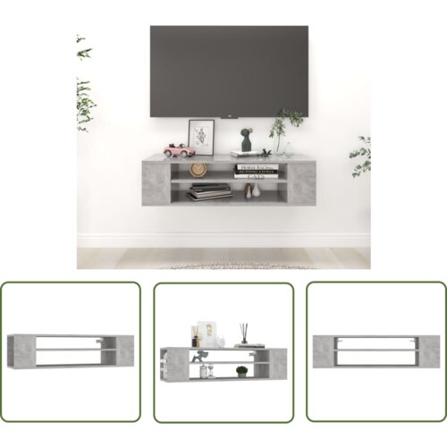 The Living Store Viseča TV omarica betonsko siva 100x30x26,5 cm iverna plošča - TV Omarica, (21738360) Cene
