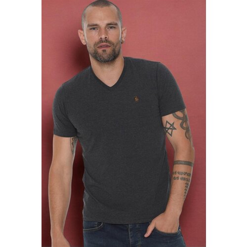 Dewberry T8568 V-NECK MEN'S T-SHIRT-DARK ANTHRACITE Cene