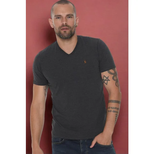 Dewberry T8568 V-NECK MEN'S T-SHIRT-DARK ANTHRACITE