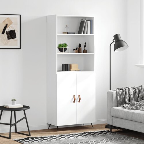 VidaXL Visoka omara bela 69,5x34x180 cm inženirski les Slike