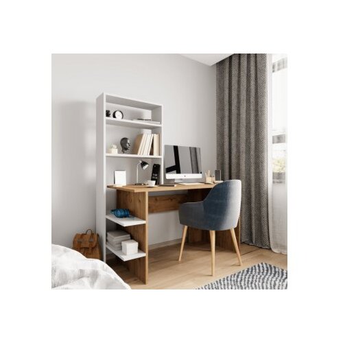 Hanah home radni sto sa policom za knjige aden oak white Slike
