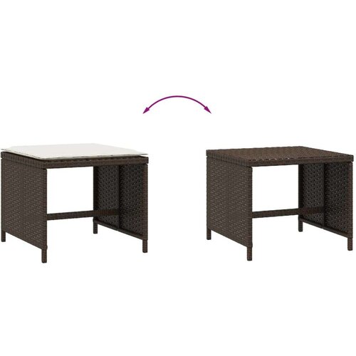 VidaXL Vrtni taburei s jastucima 4 kom smeđi 41x41x36 cm od poliratana Slike