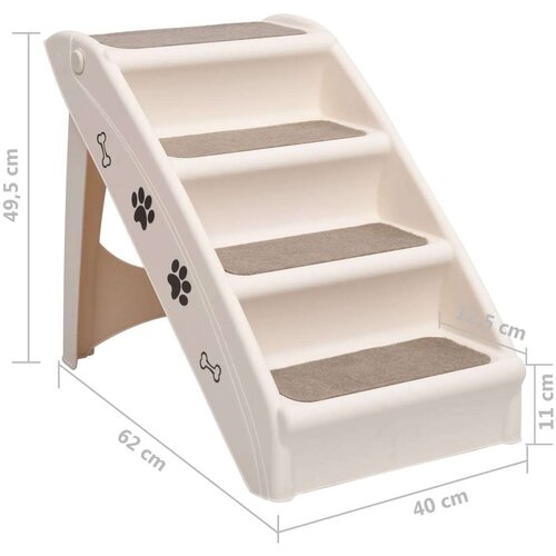 VidaXL Zložljive stopnice za pse krem 62x40x49,5 cm Slike