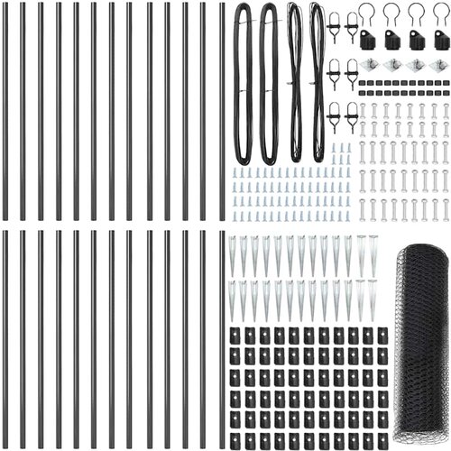 vidaXL &Scaron;esterokotna Ograja Siva 0,5x50 m Jeklo, Ograjne Palice z Mimo Ostanek 13 kos &Oslash;32 mm 80 cm Galvanizirano Jeklo Cene