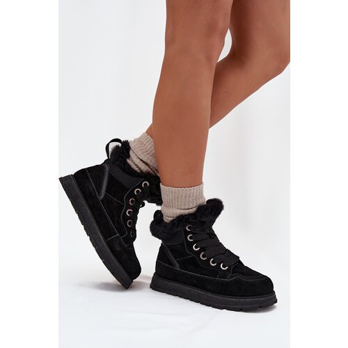 Big Star Women&amp;#039;s Suede Snow Boots On Platform With Fur Slike