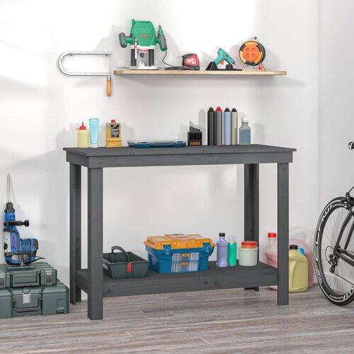 vidaXL Delovna miza siva 110x50x80 cm trdna borovina Cene