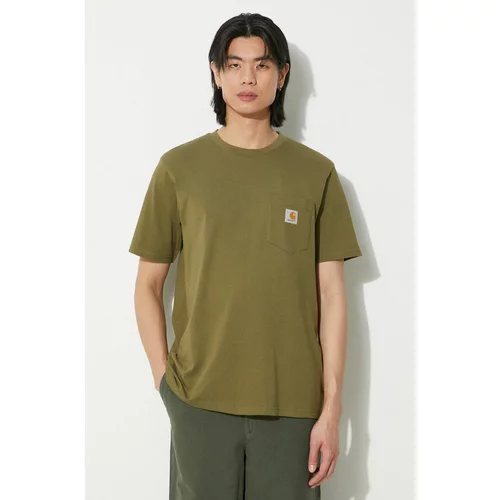 Carhartt WIP Pamučna majica S/S Pocket T-Shirt za muškarce, boja: zelena, s aplikacijom, I030434.1YSXX