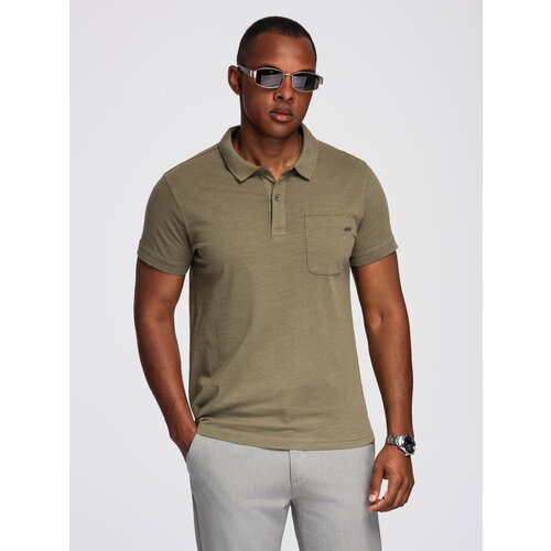 Ombre Men&amp;#039;s polo t-shirt with decorative buttons Slike
