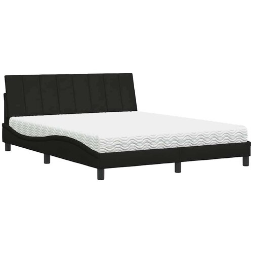 VidaXL Krevet s madracem crni 160x200 cm od tkanine Slike