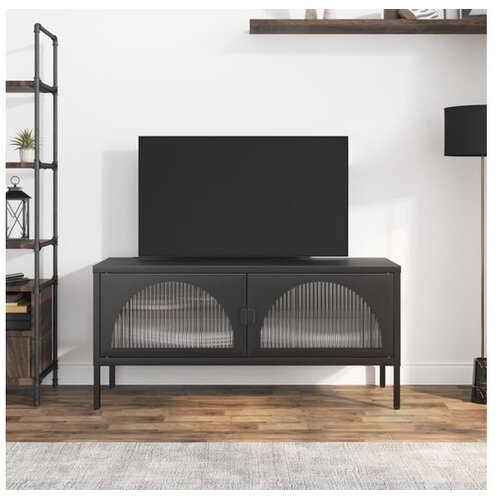 vidaXL ormarić crni 105 x 35 x 50 cm od stakla i čelika Cene