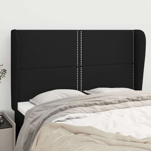  Uzglavlje s u&amp;scaron;ima crni 147x23x118/128 cm od tkanine Slike