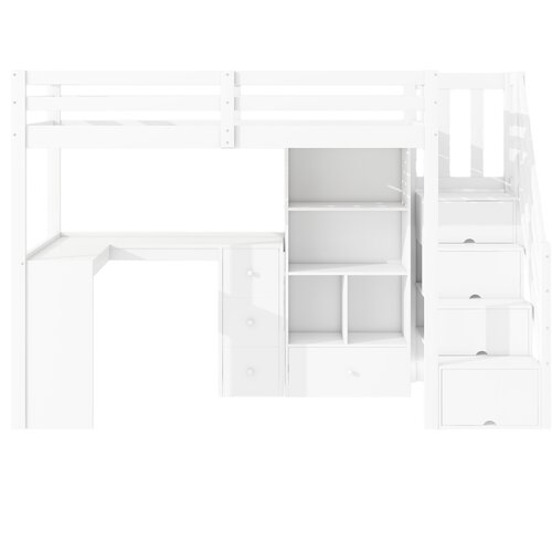 Lumor Postelja Mezzanine 90x200 cm iz lesa - z mizo in več shranjevalnimi prostori - bela, (22155545) Cene