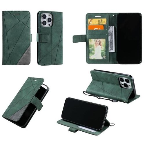 Chameleon Preklopna torbica (WLGO-Lines) za Apple iPhone 14 Pro Max, zelena Cene