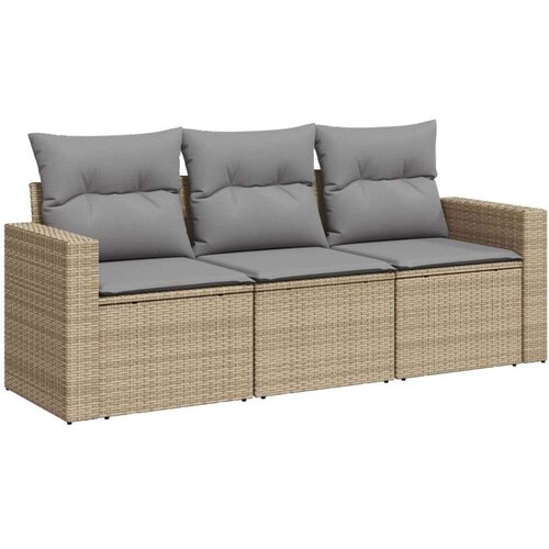 VidaXL 3-dijelni set vrtnih sofa od poliratana s jastucima bež Slike