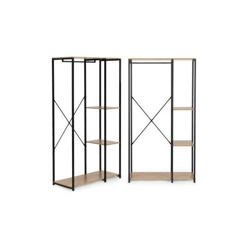 ModernHome GIC-HS901D-15 &amp;ndash; Samostojeći stalak za odjeću s policama za obuću, 90 &amp;times; 40 &amp;times; 167 cm, svijetli hrast/crna Slike